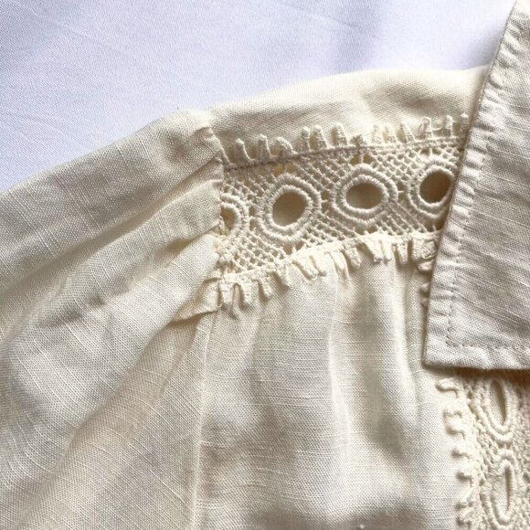 NWT CAROLINE CONSTAS IVORY WHITE LINEN BLEND EMBROIDERED BELTED MAXI SHIRT DRESS - Picture 8 of 13